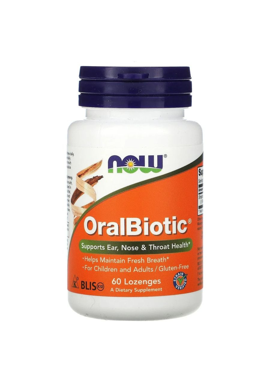 Витамины для здоровья носа ушей и горла (OralBiotic) 60 таблеток для рассасывания Now Foods (361115001)