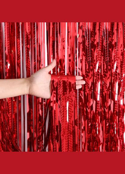Дождик для фотозоны с блестящей голограммой 2 м на 1 м красный Jannet Дощик (316502805)