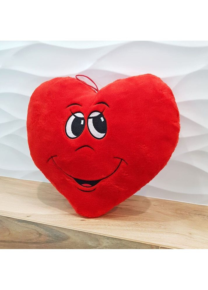М'яка іграшка подушка серце для хлопчика 34 см червона іграшка для інтер'єру та подарунка ProDobro (366030617)