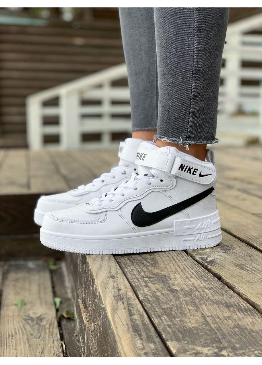 Чорні Зимовий кросівки чоловічі nike air force shadow white «black logo» найк аір форс 1 преміум No Brand