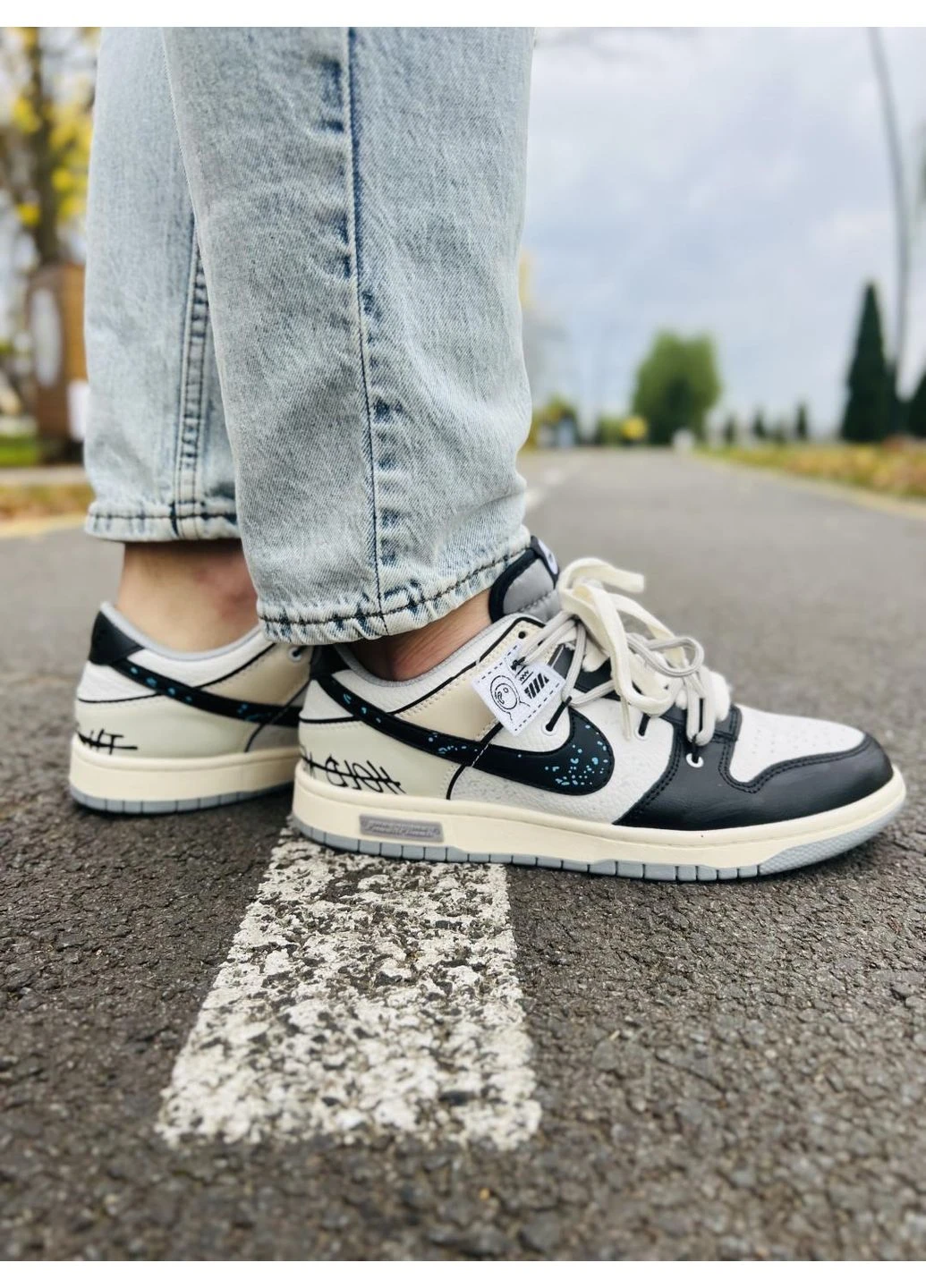 Комбіновані кросівки чоловічі nike dunk low hold me tight найк данк демісезон No Brand