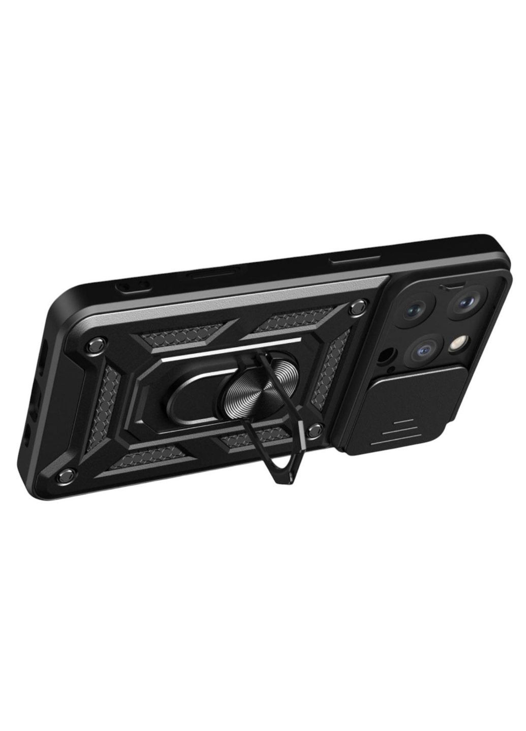 Чехол Shockproof для Apple iPhone 16 Pro - противоударный, с подставкой и шторкой для камеры - Black Primo (369608622)