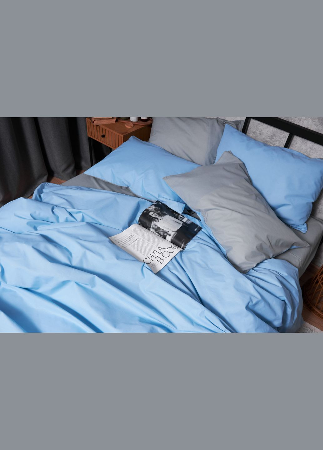 Комплект постільної білизни Бязь Gold Люкс полуторний євро 160х220 наволочки 2х50х70 (MS-820003101) Moon&Star Nordic Gray (288043807)