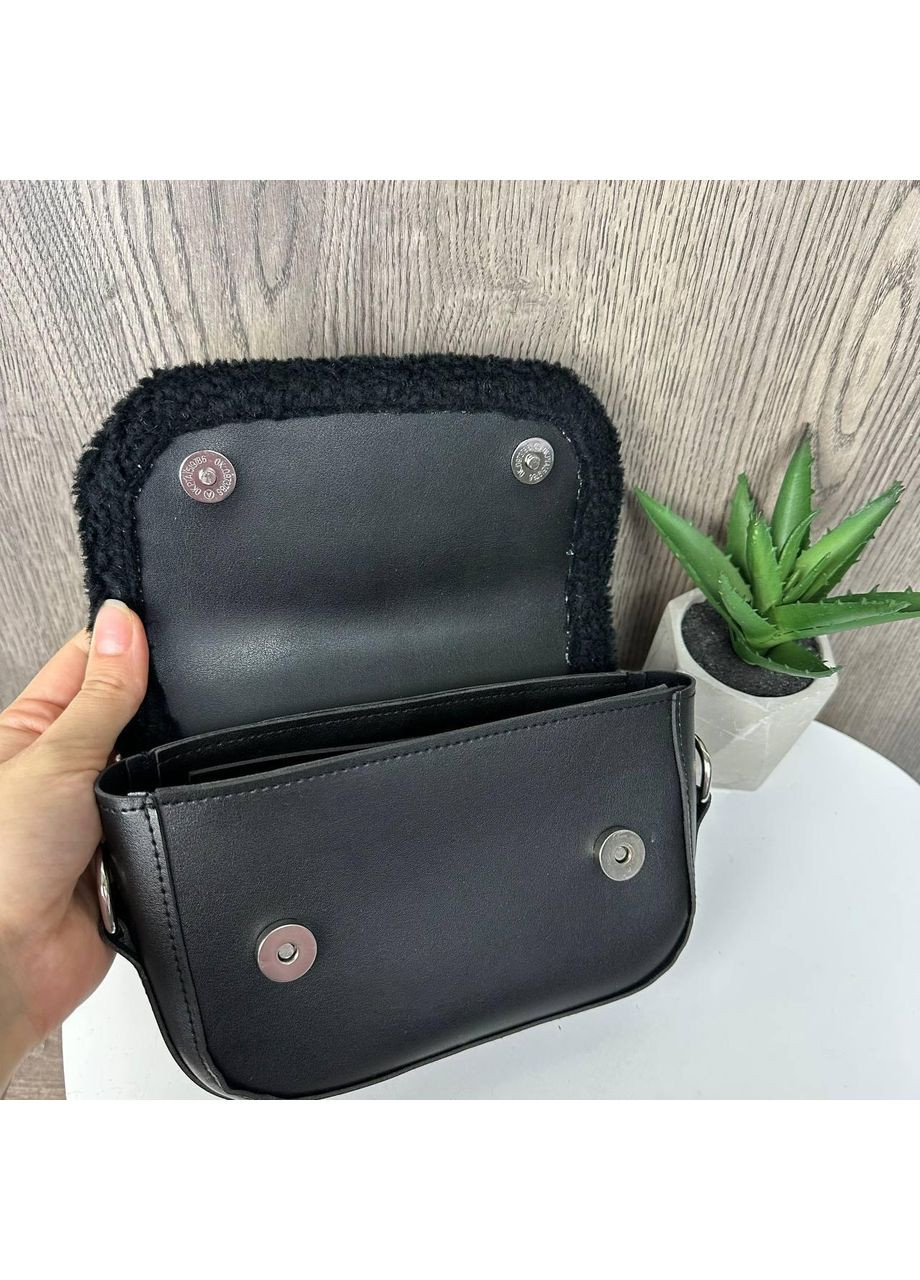 Женская мини сумочка клатч Барашек с натуральным мехом маленькая сумка с меховой окантовкой для вечернего выхода стильный клатч ProDobro (363260009)