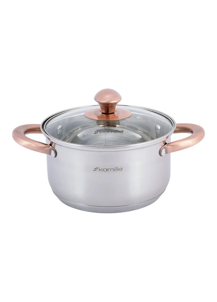 Набор кастрюль из нержавеющей стали 6 предметов для индукции и газа (1.0л, 1.5л, 2.0л) KM- hjk Kamille 4936 (360880118)