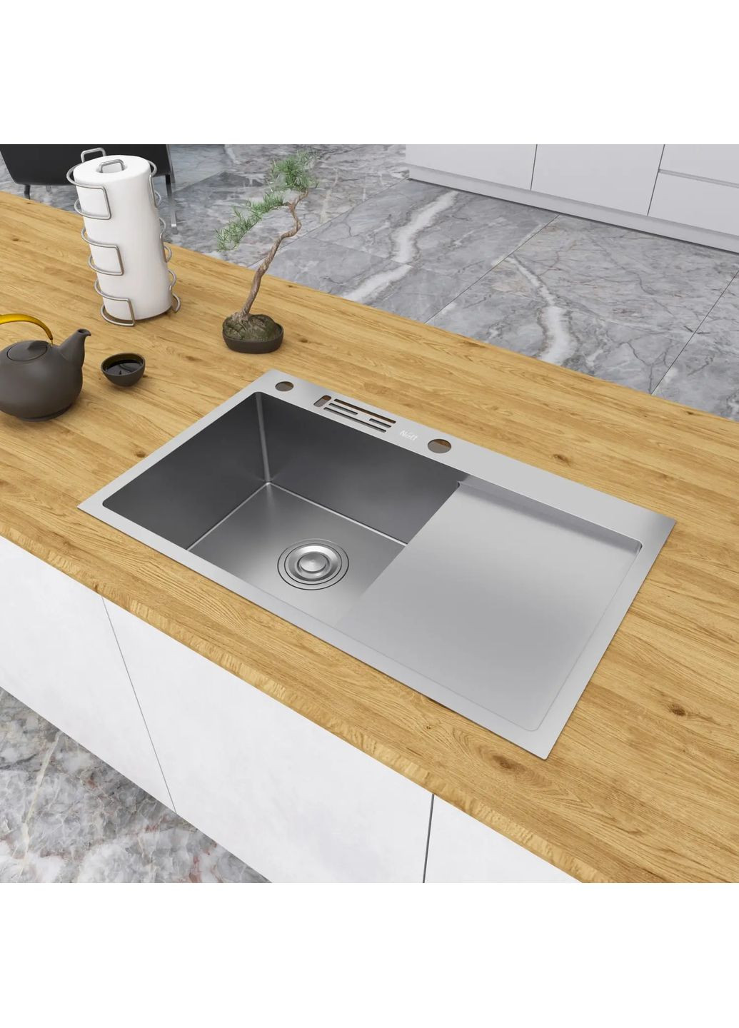 Накладная мойка на кухню с правым крылом 1.5 мм NS-7848(R) Nett NS-7848(R) (352730015)