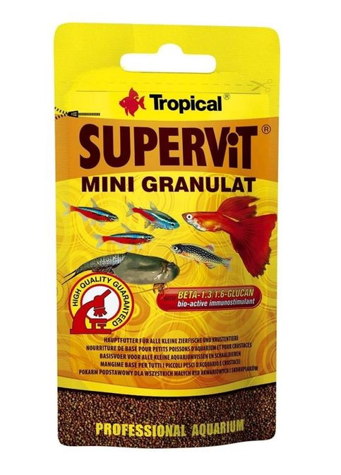 Корм Supervit Mini Granulat для аквариумных рыб и ракообразных в гранулах 10 г (5900469614211) Tropical (278369056)