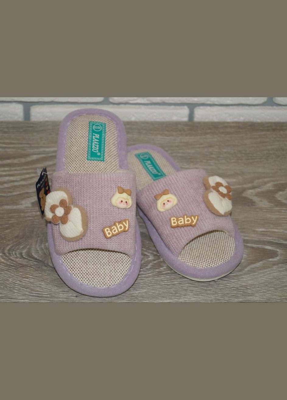 Тапочки для дівчинки з чудовою аплікацією бузкові Plaazzo (300223775)