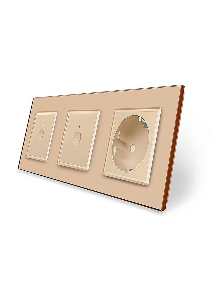 Сенсорний вимикач Sense 2 сенсора (1-1) 1 розетка золотий скло (VL-C7FC1/FC1/FCTC16A-6AP) Livolo (370972071)