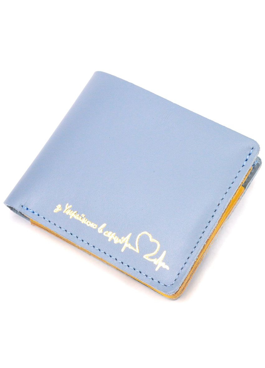 Оригінальне шкіряне портмоне у два додавання комбі двох кольорів Серце Жовто-блакитне 16732 Grande Pelle (329197278)