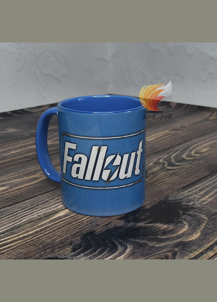 Чашка подарункова "Fallout" (Фолаут) 330 мл колір в середині блакитний No Brand (328439491)