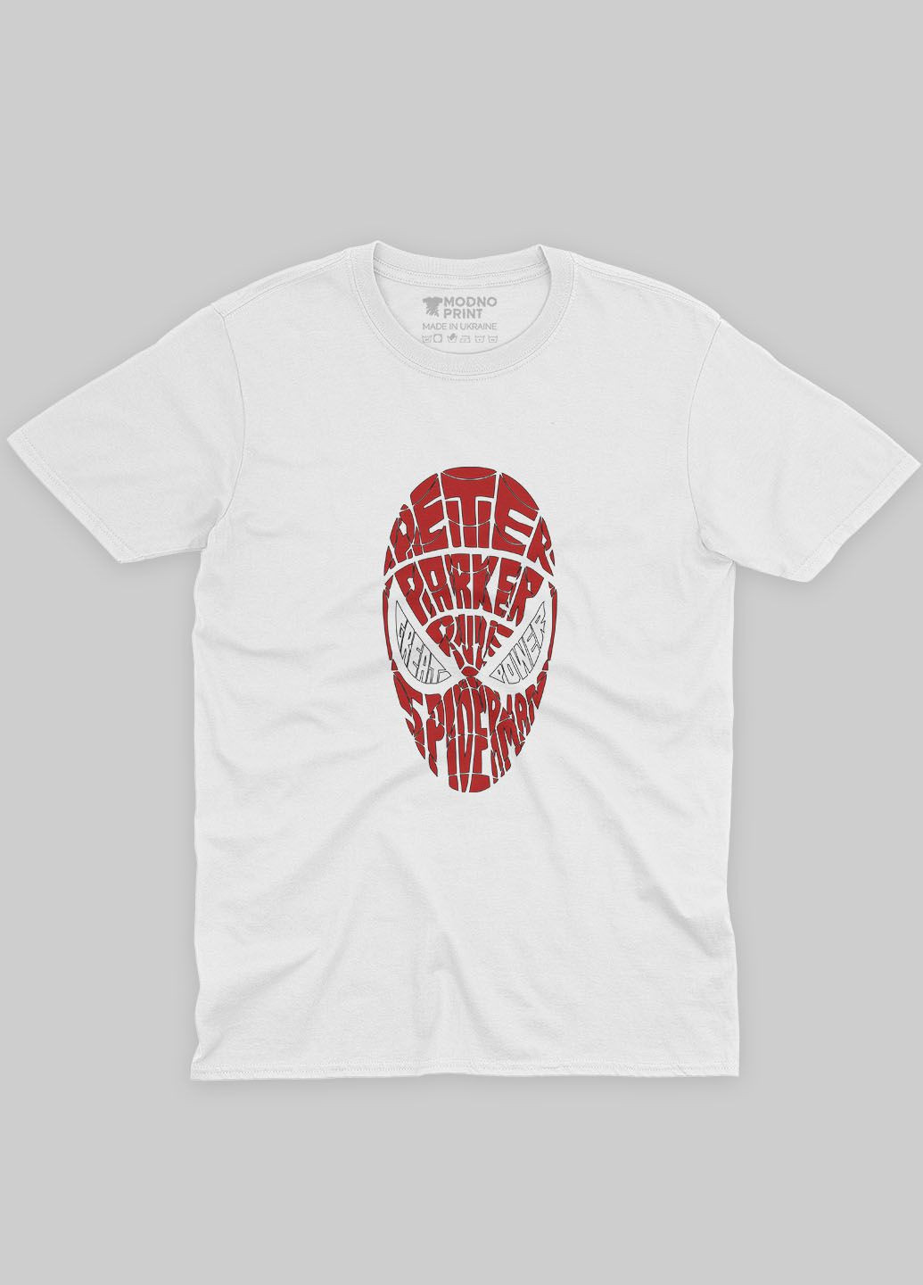Белая демисезонная футболка для мальчика с принтом супергероя - человек-паук (ts001-1-whi-006-014-073-b) Modno