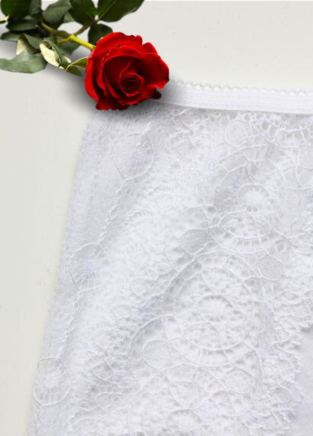 Хлопковые трусы с высокой посадкой и кружевом FS (304250748)