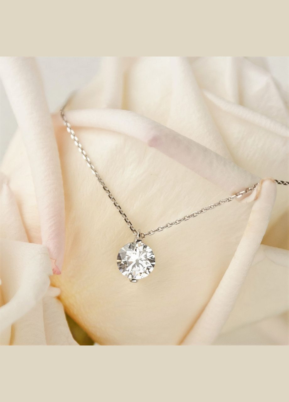 Срібне кольє мінімалістичне Каміньчик з ніжною закрепкою на ланцюжку No Brand (362177008)