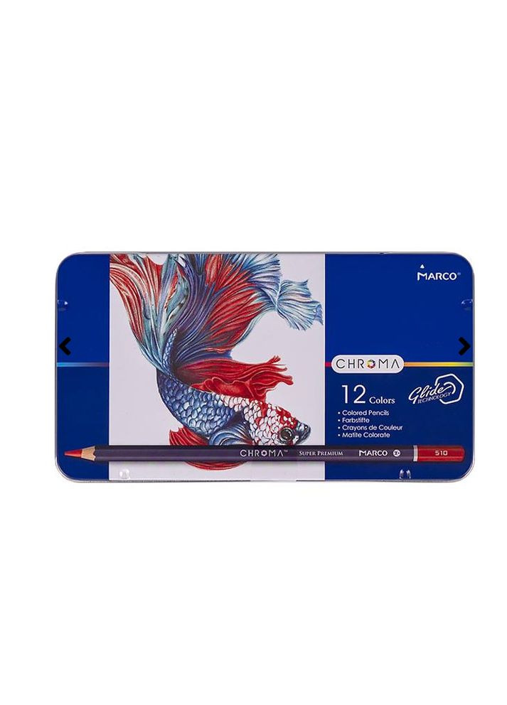 Марко Цветные карандаши Chroma для рисования Набор цветных карандашей для детей в металлическом пенале Marco (321144117)