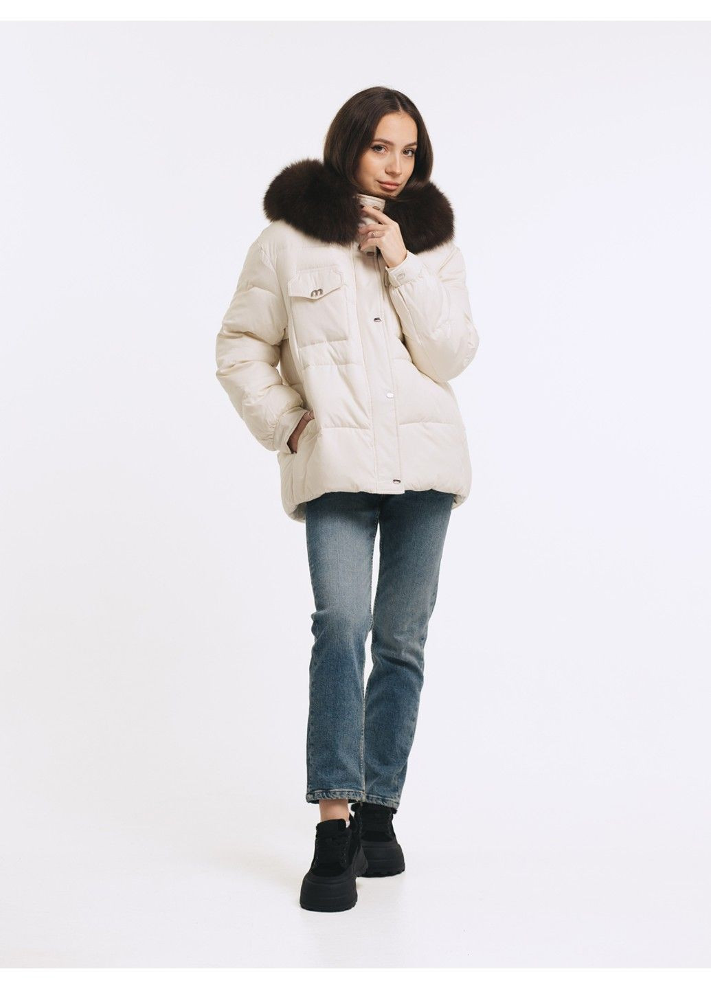 Біла зимня куртка 21 - 04366 ZLLY