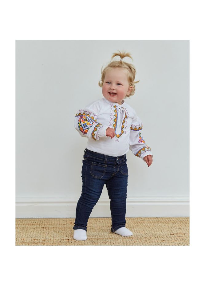 Белая вышиванка для девочки барва, р.104, белый с разноцветным () Twins 88ВДTБ-104-20