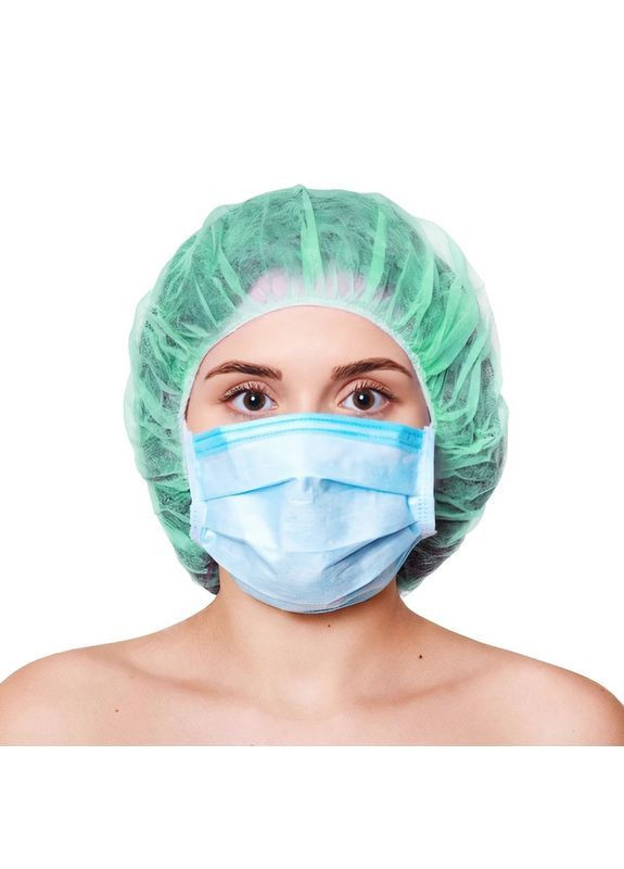 Шапочка-берет медична нестерильна 100 шт./пач (спанбонд), Волес (366666204)