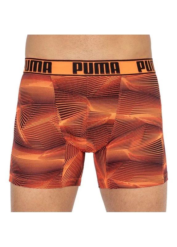 Трусы-боксеры полиэстер эластан синий оранжевый 2 пары Puma PUMA ACTIVE BOXER PRINT 2P (398538542)