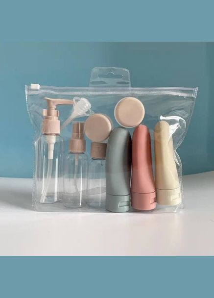 Дорожный набор емкостей для путешествий 11 шт с прозрачной сумкой для хранения комплект флаконов для жидкостей No Brand (323017463)