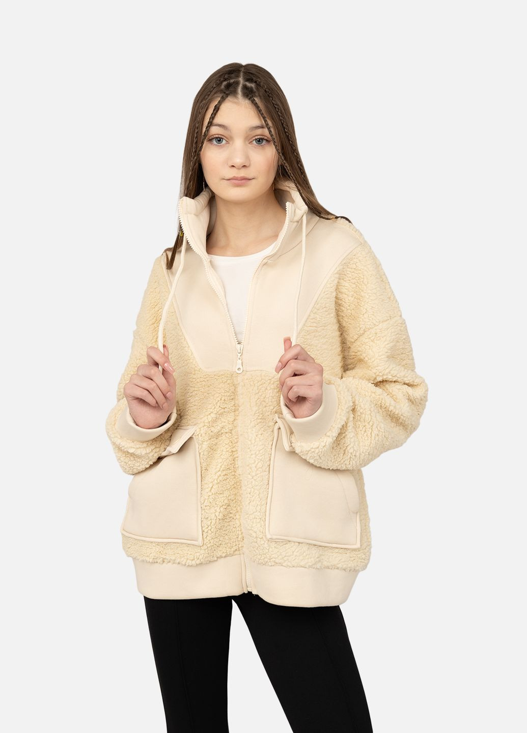 Кофта спортивная женская, на застежке цвет молочный CB-00268986 MUEZZA (319053848)