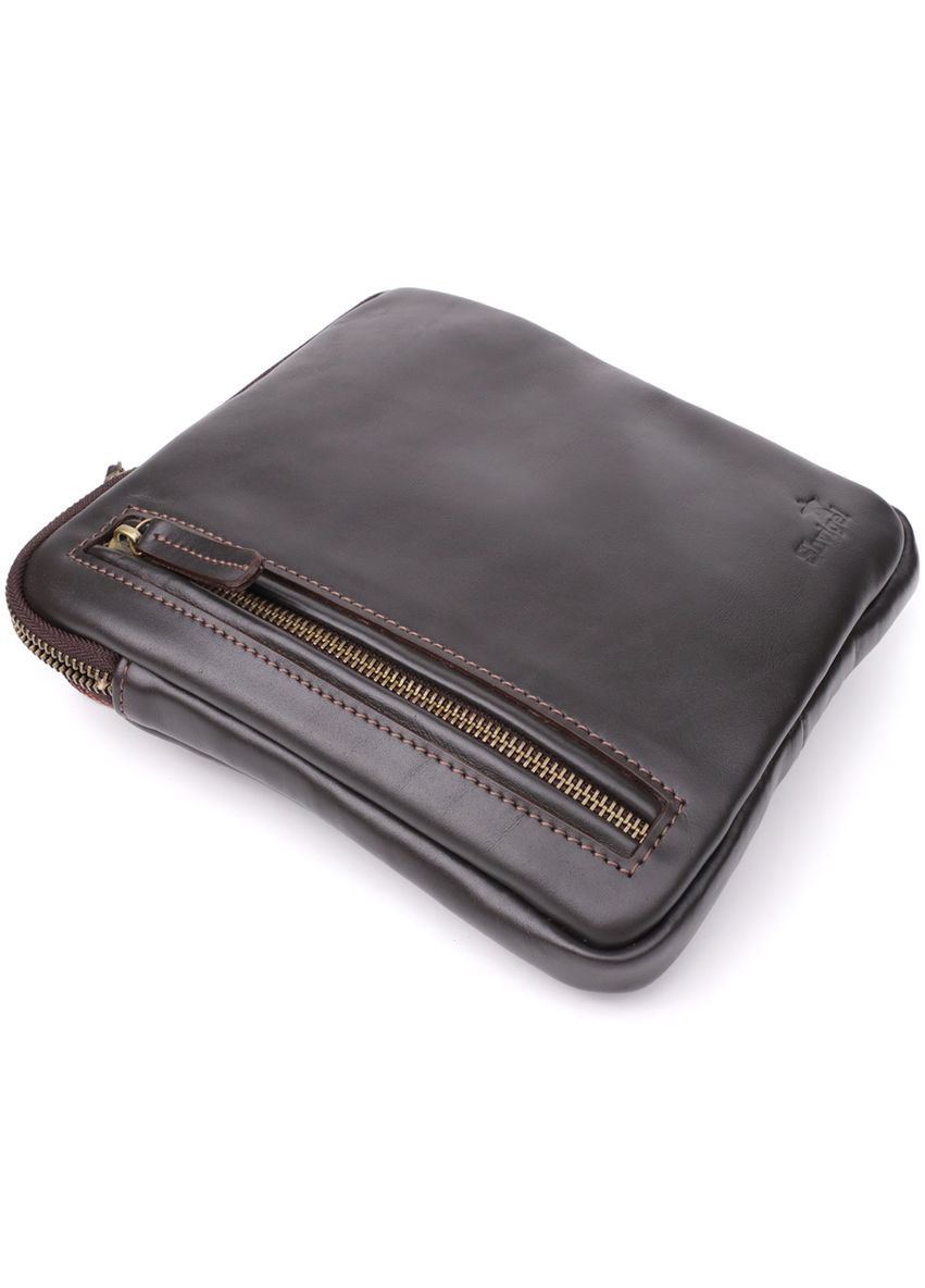 Элегантная мужская сумка из гладкой натуральной кожи 23150 Коричневый Shvigel (362588732)