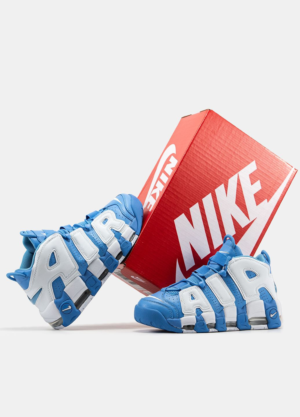 Синій Осінні кросівки чоловічі nike air more uptempo blue white | найк аір море аптемпо сині No Brand