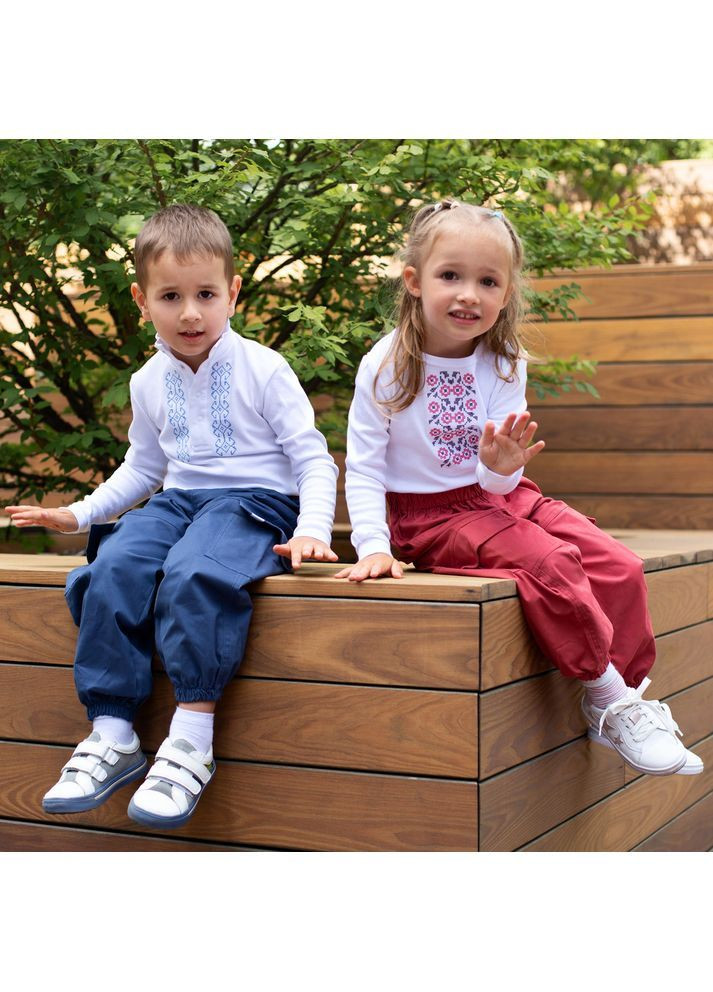 Белая вышиванка из трикотажа для девочек модный карапуз Trendy Tot трикотаж (370972645)