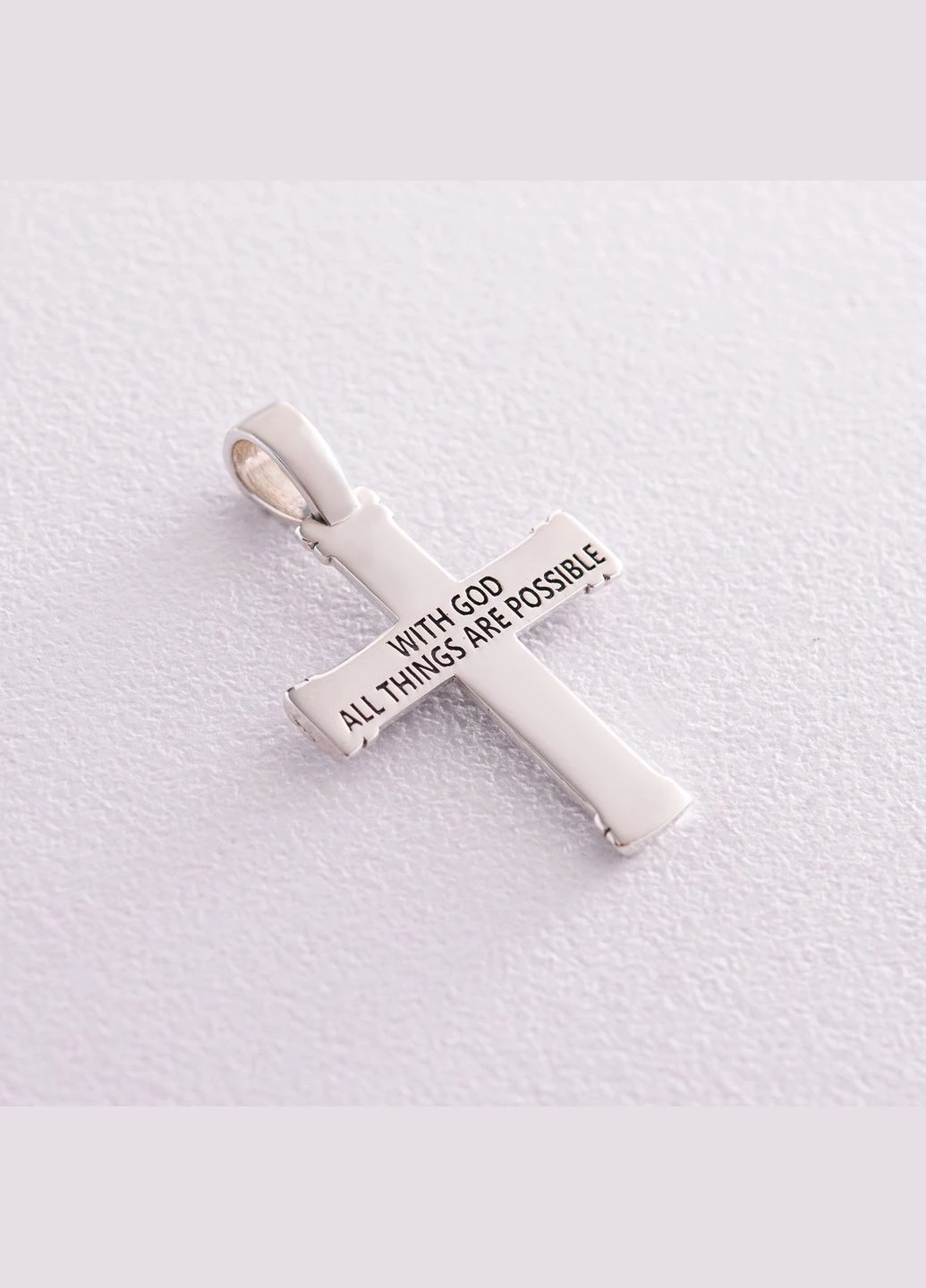 Серебряный крестик With God all things are possible (фианиты, оникс) 280 Oniks (264024372)