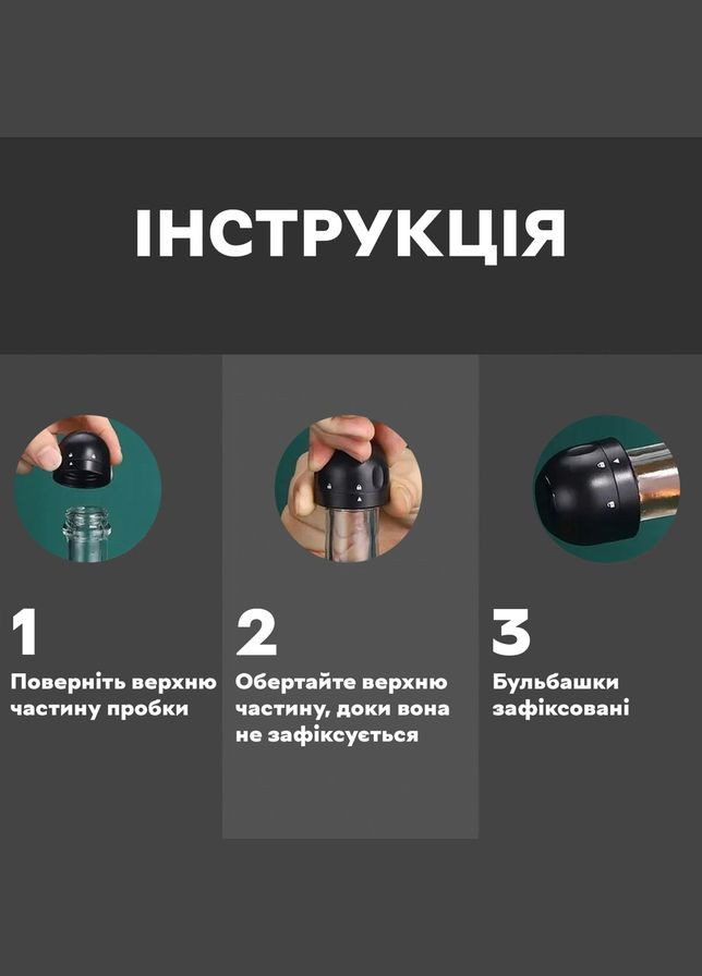 Многоразовая пробка для шампанского Champagne Stopper, Черная Semi (334891555)