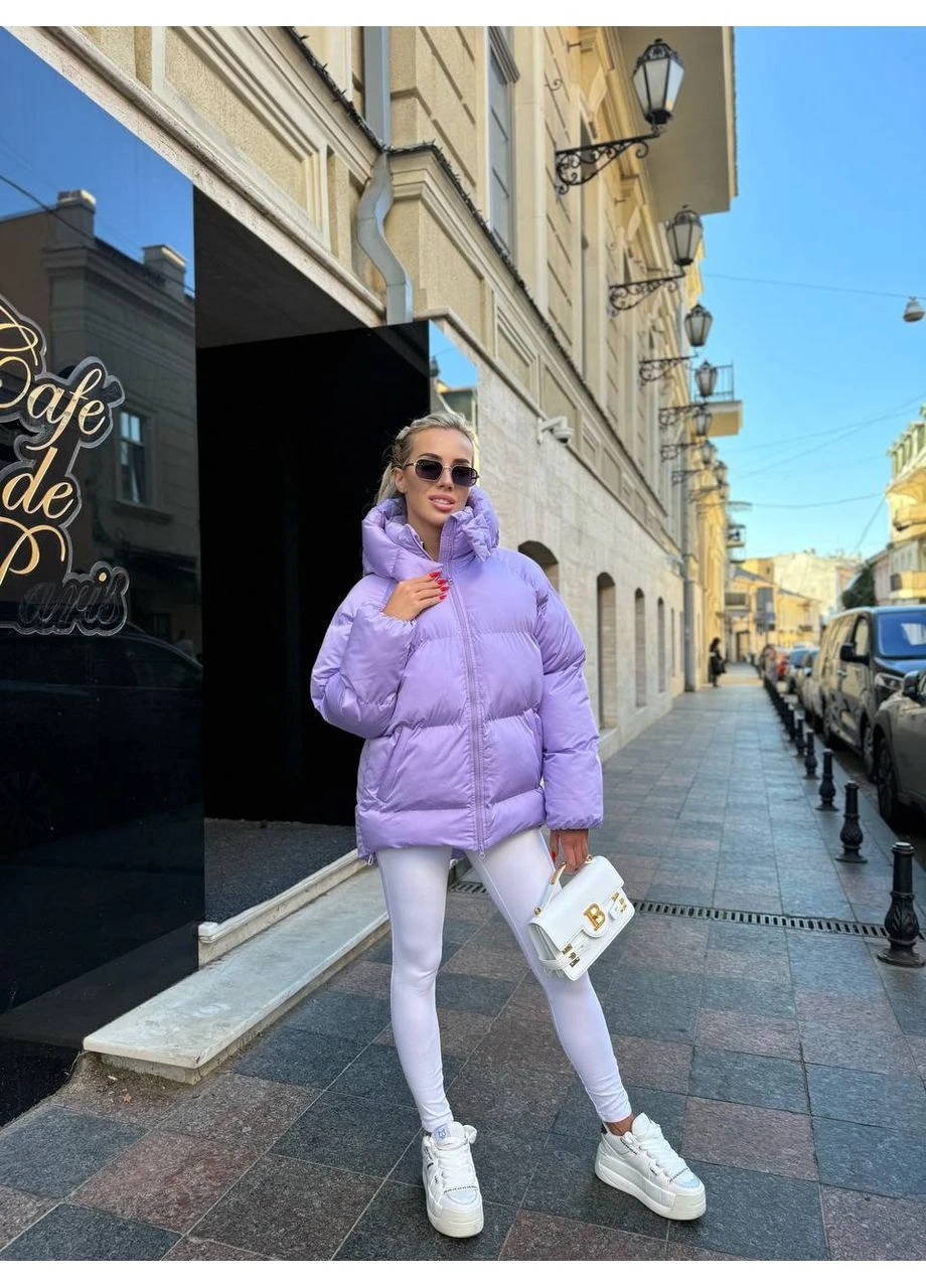Сиреневый зимний Пуховик No Brand