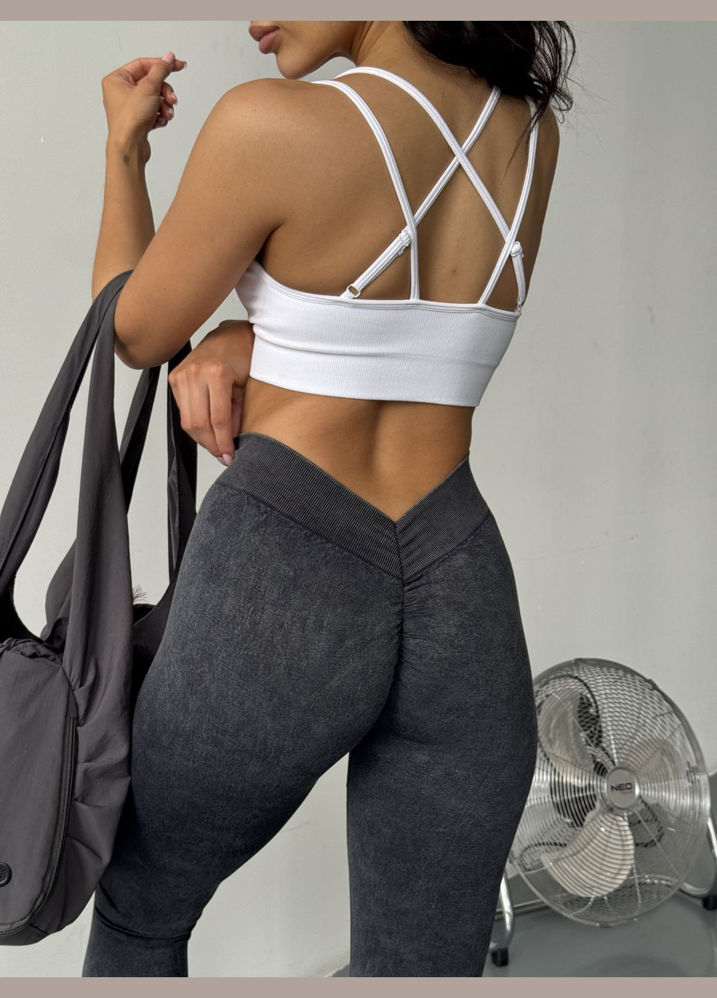 Спортивні жіночі легінси лосини з ефектом виварювання та бразильським пуш-ап Double V Push Up Графіт SV (340466566)