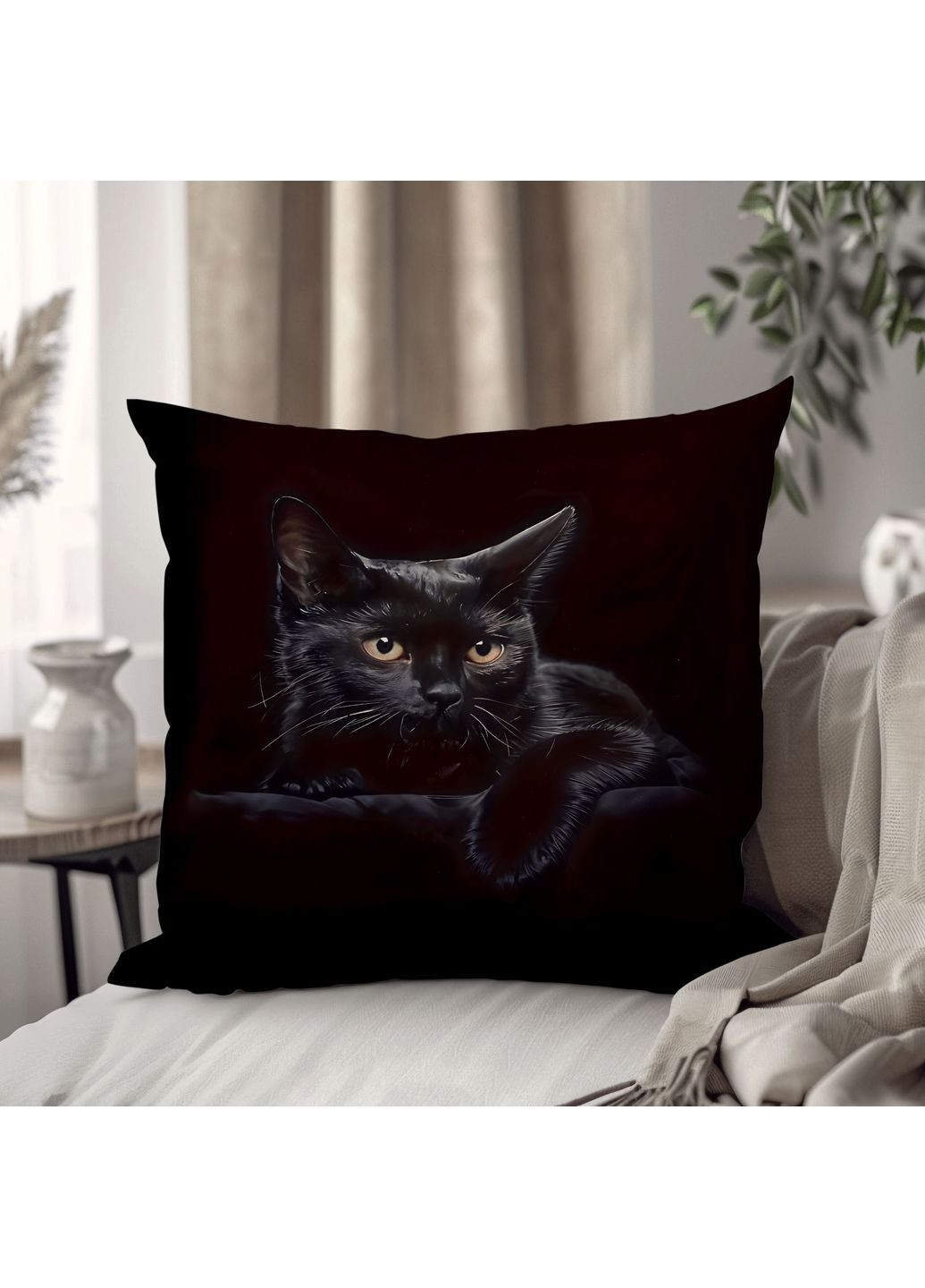 Подушка плюшева смішна з приколом з Котом від 33×33 см, 3D друк / 1305533UA WONKEY (359448053)