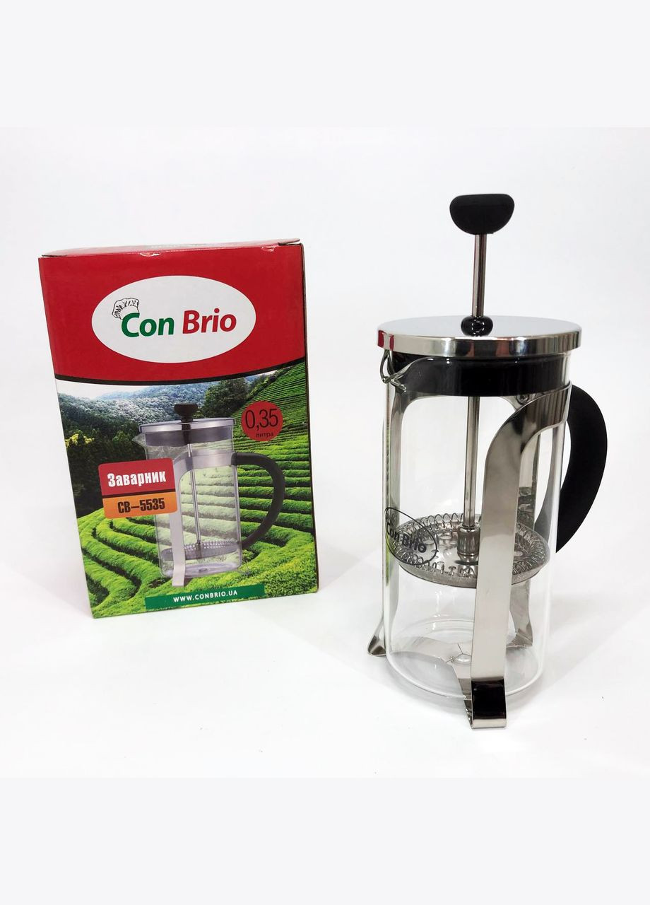 Заварник 350 мл скло + нержавіюча сталь CB-5535, Чайник для заварювання трав гарний Con Brio (364664112)