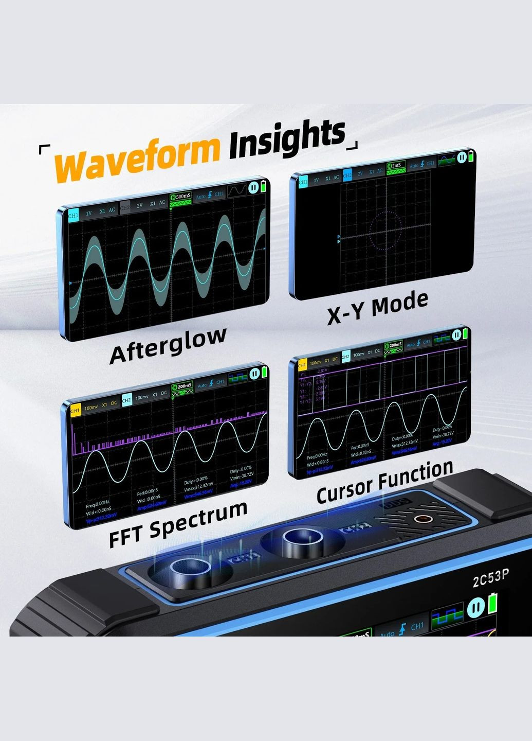 Планшетний цифровий 3 в 1 осцилограф-мультиметр 2C53P з генератором сигналів Fnirsi (319761945)