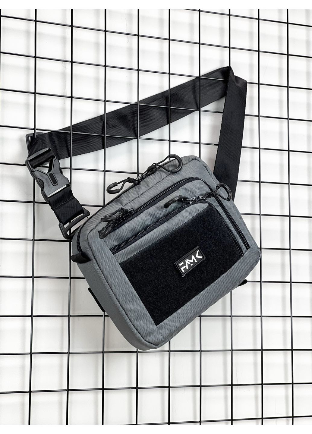 Сумка трансформер 3в1 (сумка через плечо, нагрудная - слинг, бананка) для мужчин и женщин, Тёмно-серый Famk (362268160)