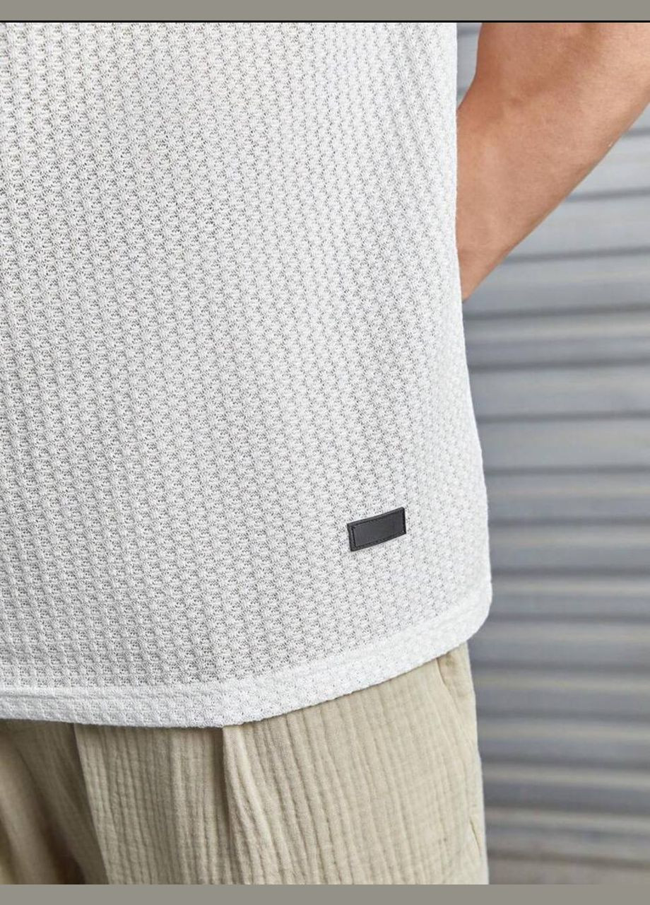 Біла шикарна однотонна футболка з трикотажної віскози "вафелька" у білому кольорі, футболка люкс якості No Brand 410