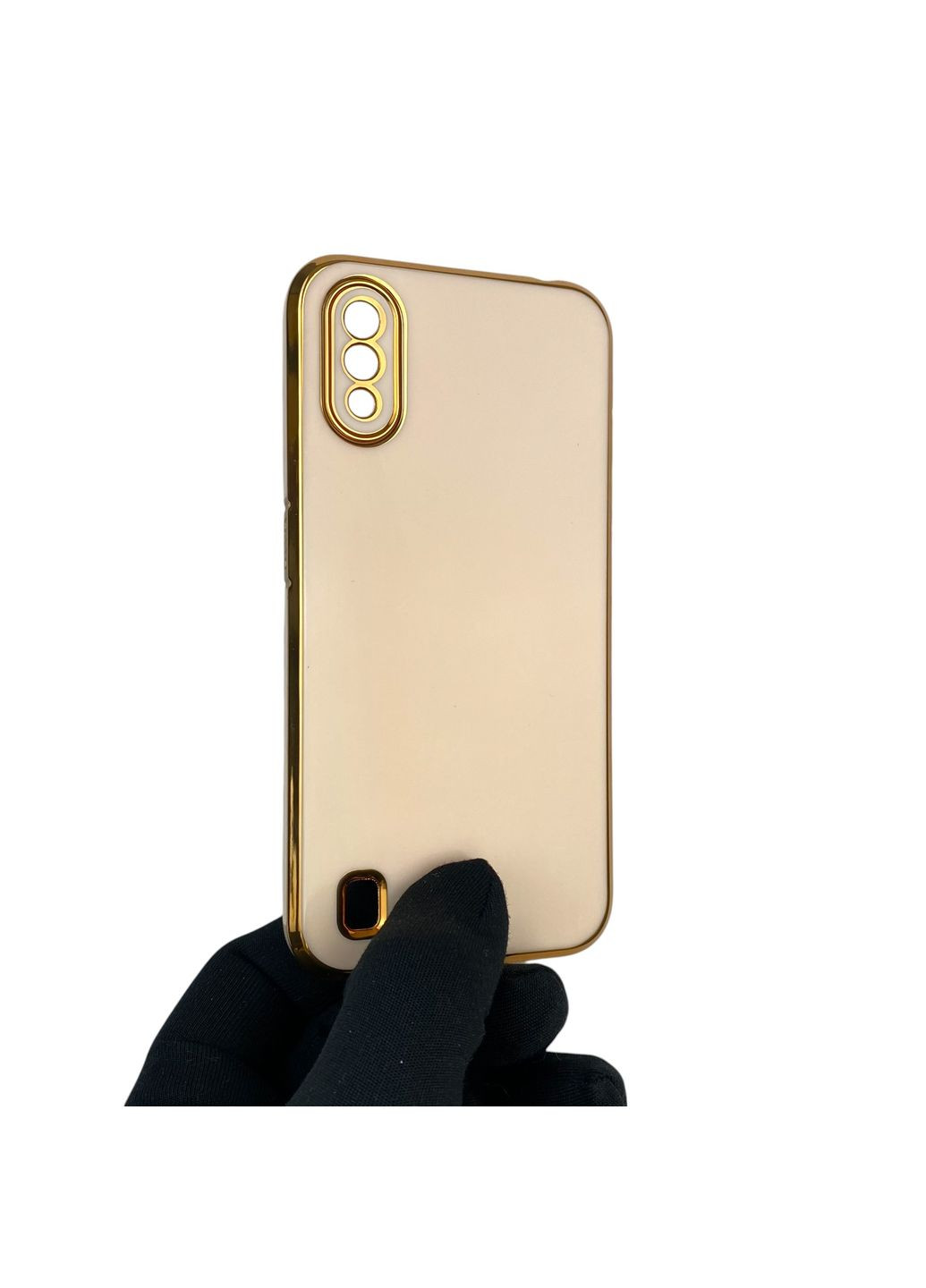 Чехол для Galaxy A01 SM-A015F с защитой камеры с золотой окантовкой на самсунг а01 пудровый gs1 Samsung (366234940)