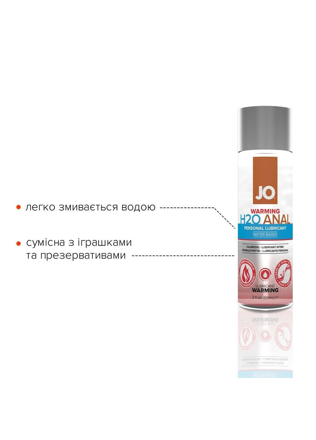Анальна змазка водна розігріваюча ANAL H2O 60мл Jo (316252595)