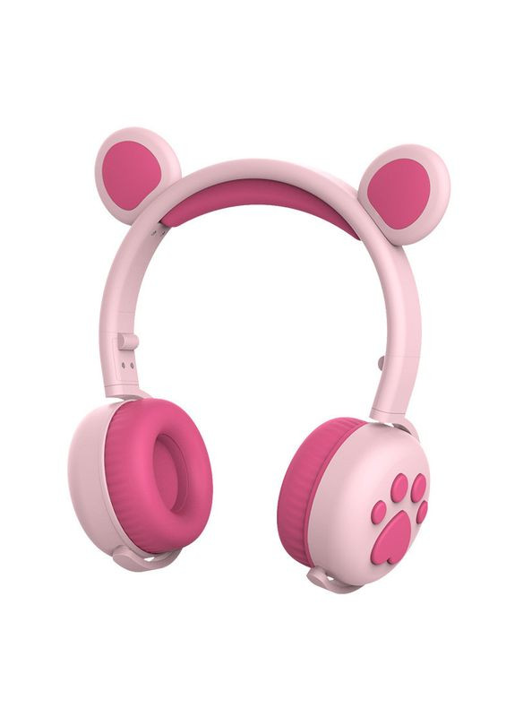 Безпровідні навушники з мікрофоном, медвежими вушками та LED підсвіткою подарункові (Розові) Atd (349824253)
