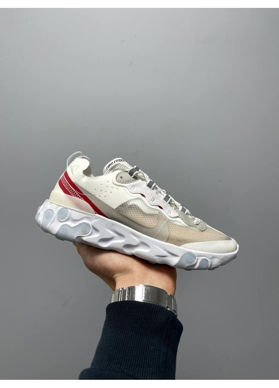 КРОССОВКИ ЖЕНСКИЕ NIKE REACT ELEMENT 87 WHITE НАЙК РЕАКТ No Brand бежевые демисезоны (367177115)