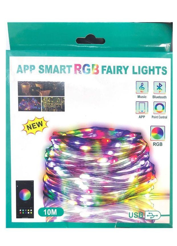 Светодиодная LED гирлянда на 10 метров, музыкальная RGB лента с Bluetooth микрофон пульт от USB More (301219018)