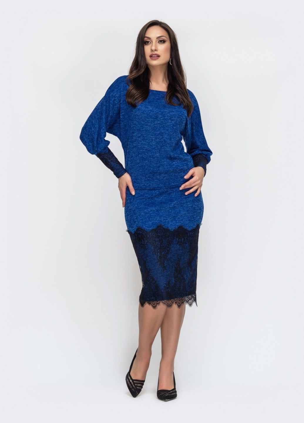 Other синий костюм большого размера с кружевом по низу юбки Dressa (308260785)