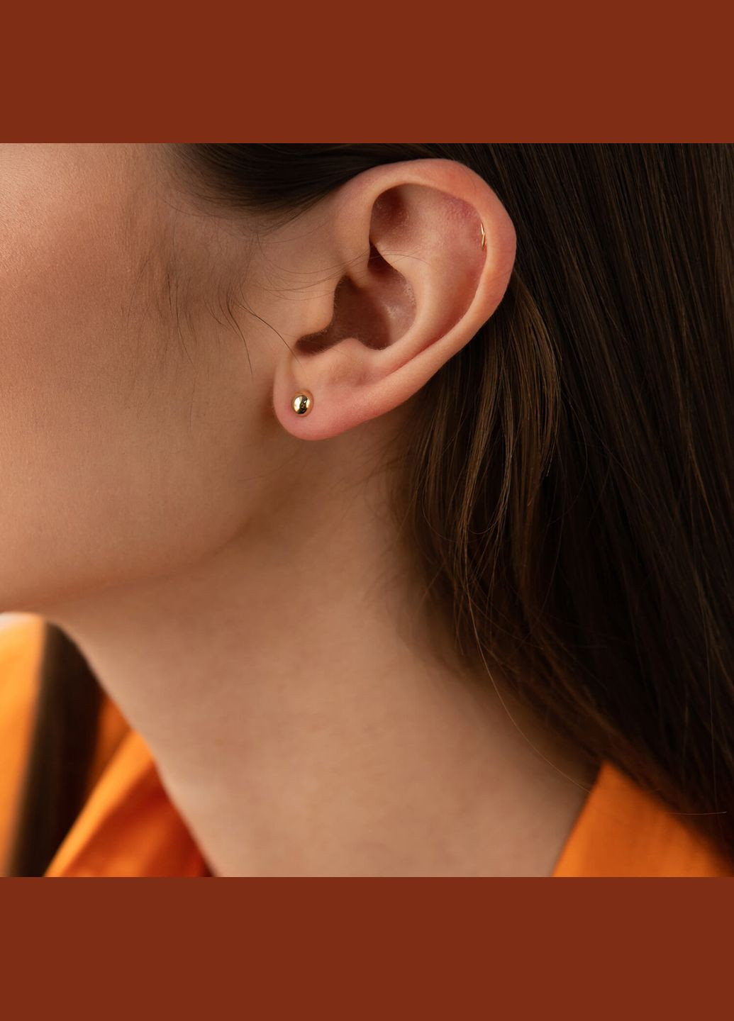 Сережки - пусети Напівсфера у жовтому золоті (0.5 см) с08204 Oniks (264644446)