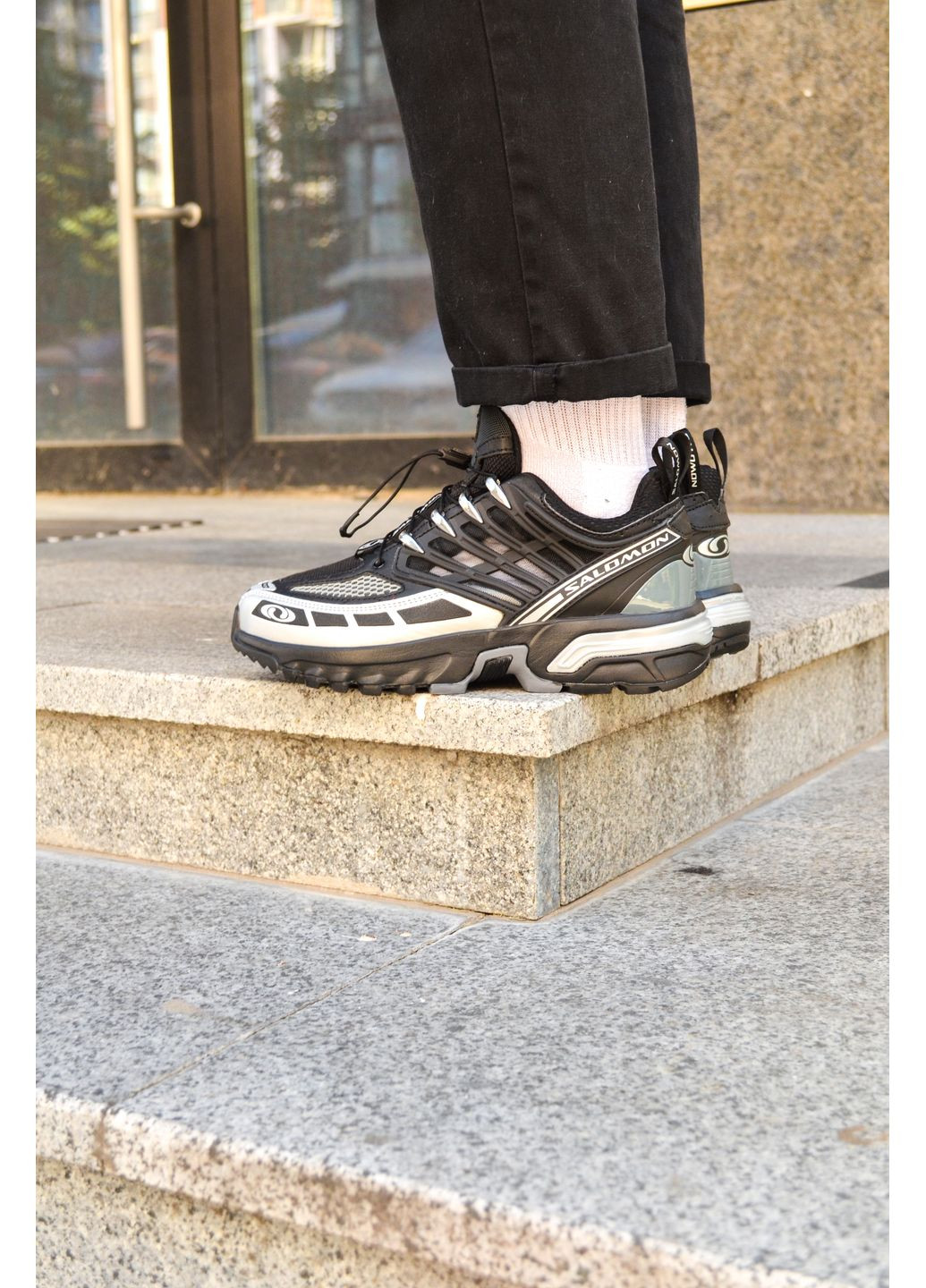 Черные демисезонные кроссовки мужские salomon black silver саломон No Brand