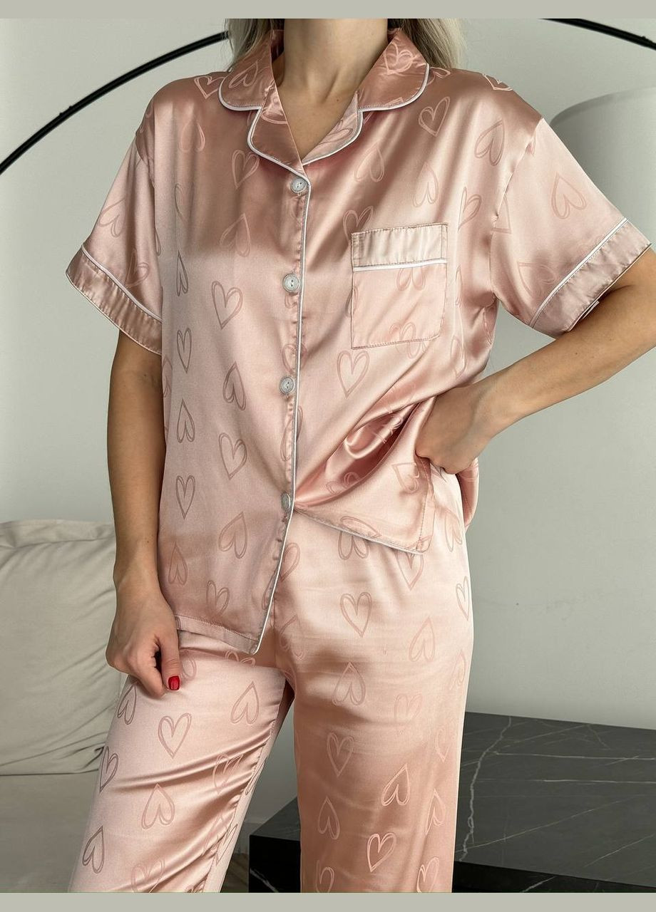 Рожева всесезон ніжний домашній костюм-піжамка рубашка + брюки Vakko