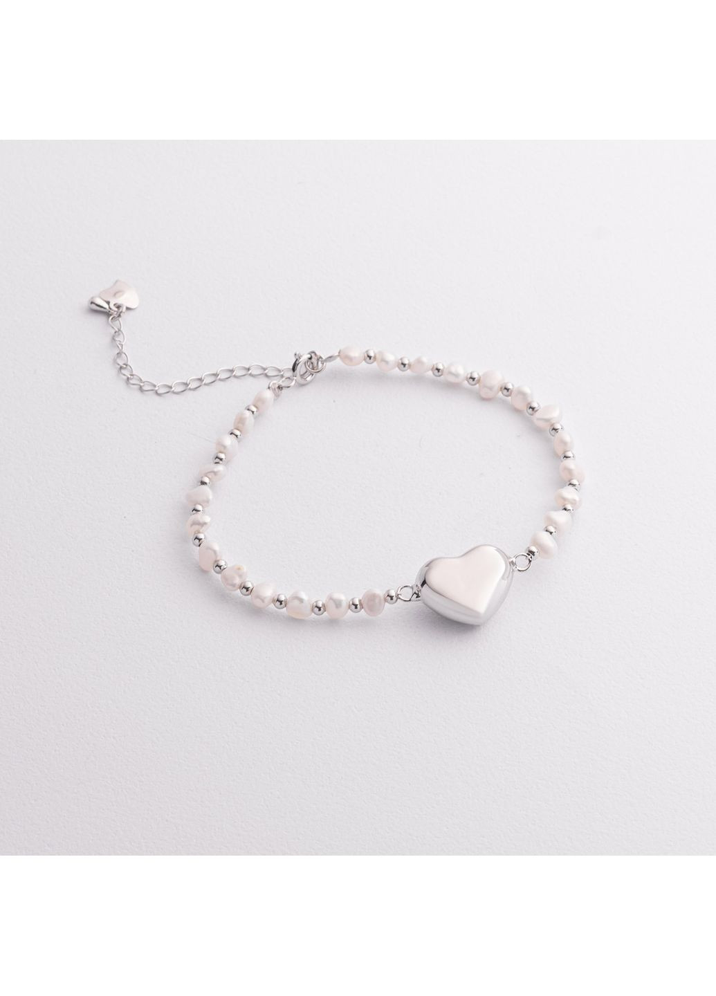 Срібний браслет Сердечко (перли) 141868 18 18 Oniks (365589746)