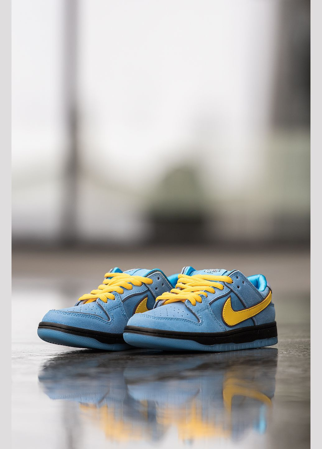 Светло-синие кроссовки унисекс Nike SB Dunk Low x Powerpuff Girls