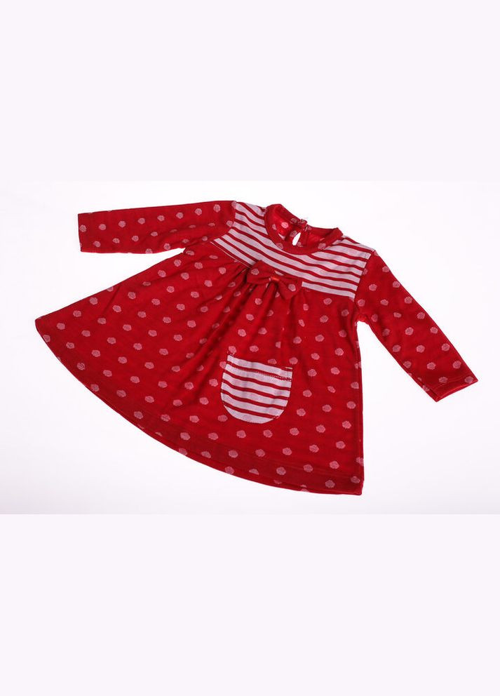 Красное платье с длинным рукавом трикотажное в горошек красное 68 см (30348) BABYKROHA (323469714)