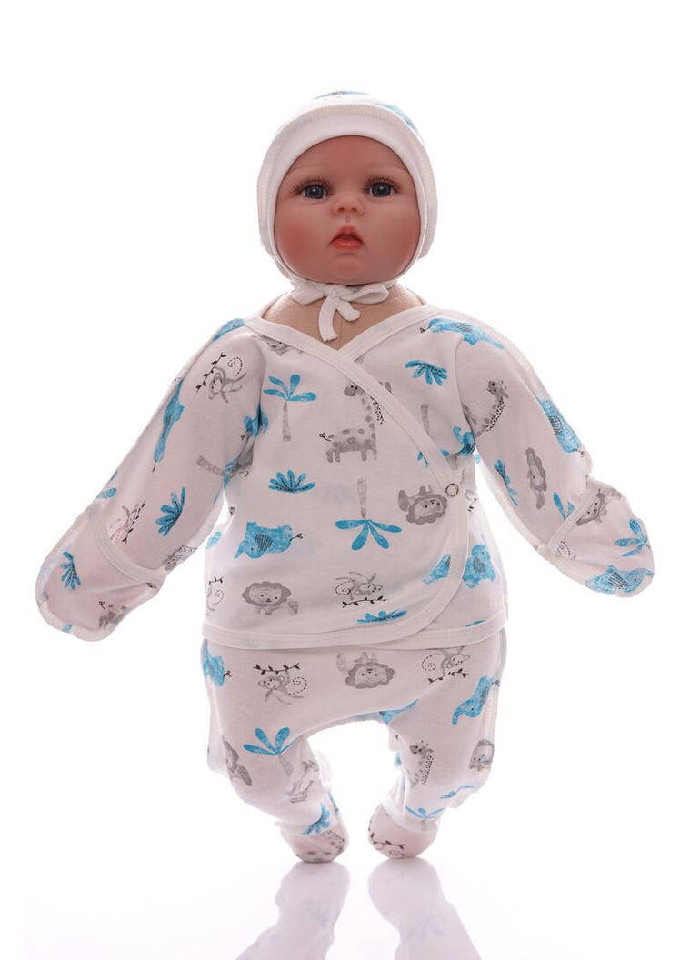 Білий демісезонний набір для новонародженого 3в1 інтерлок африка білий 62 см (53615) BABYKROHA